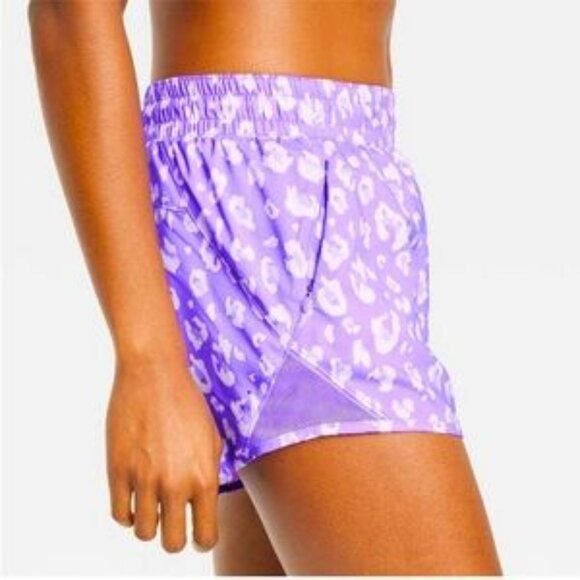 Women's Mid-Rise Run Shorts 3" All in Motion Purple Animal Print - Picture 2 of 2